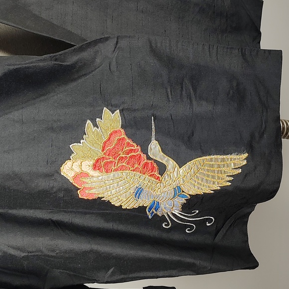 EUC VTG 100% Silk Nira Nira NY Designer Black 2-Piece Suit Embroidered Size XL - Picture 7 of 16